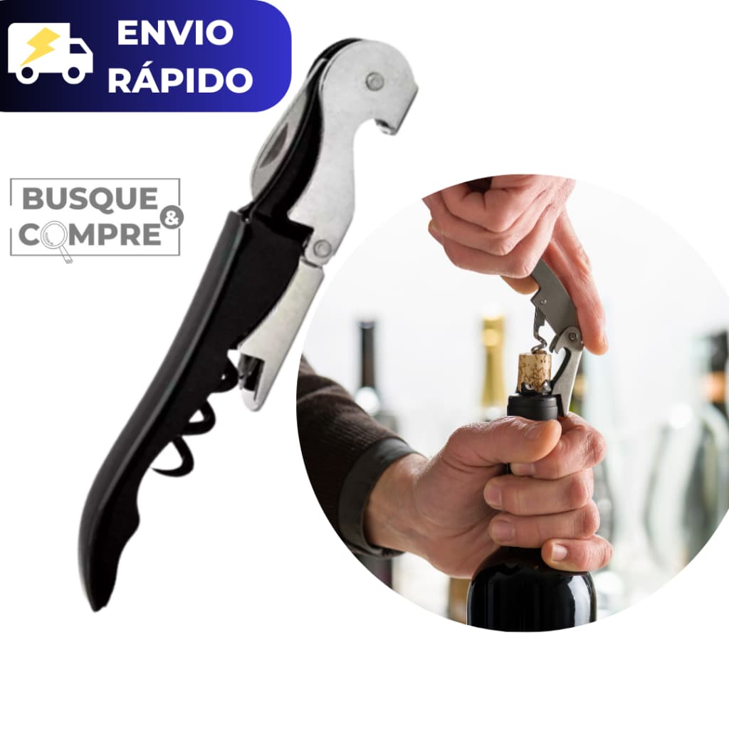 Abridor de Garrafas com Saca Rolha Vinho Bebidas Cervejas Barman Bartender Barmen Bar Festas Baladas Metal Resistente