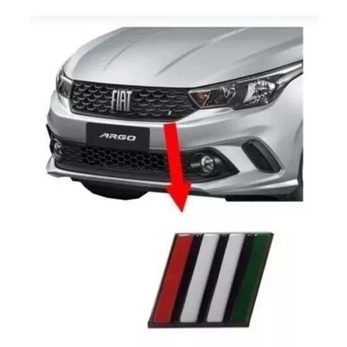 EMBLEMA ITALIA Argo Mobi Cronos Nova Strada Toro BANDEIRA FIAT 28X130X190MM COM DUPLA FACE