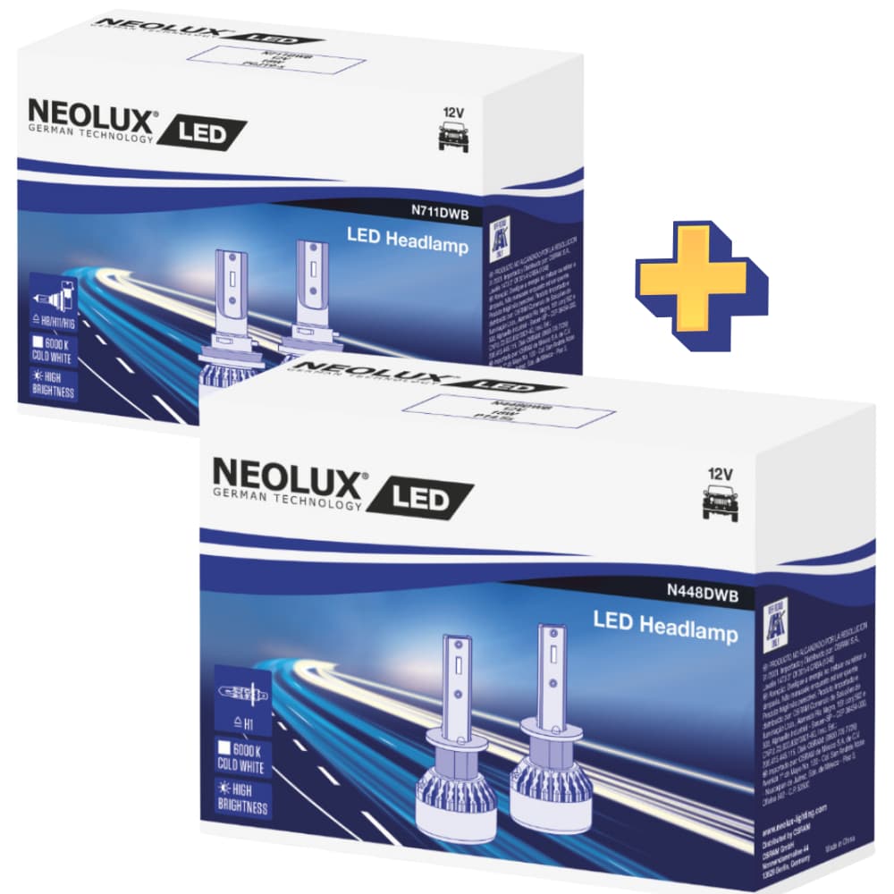 Kit Lâmpadas LED Neolux H7 + H1 12V 6000K Super Branca