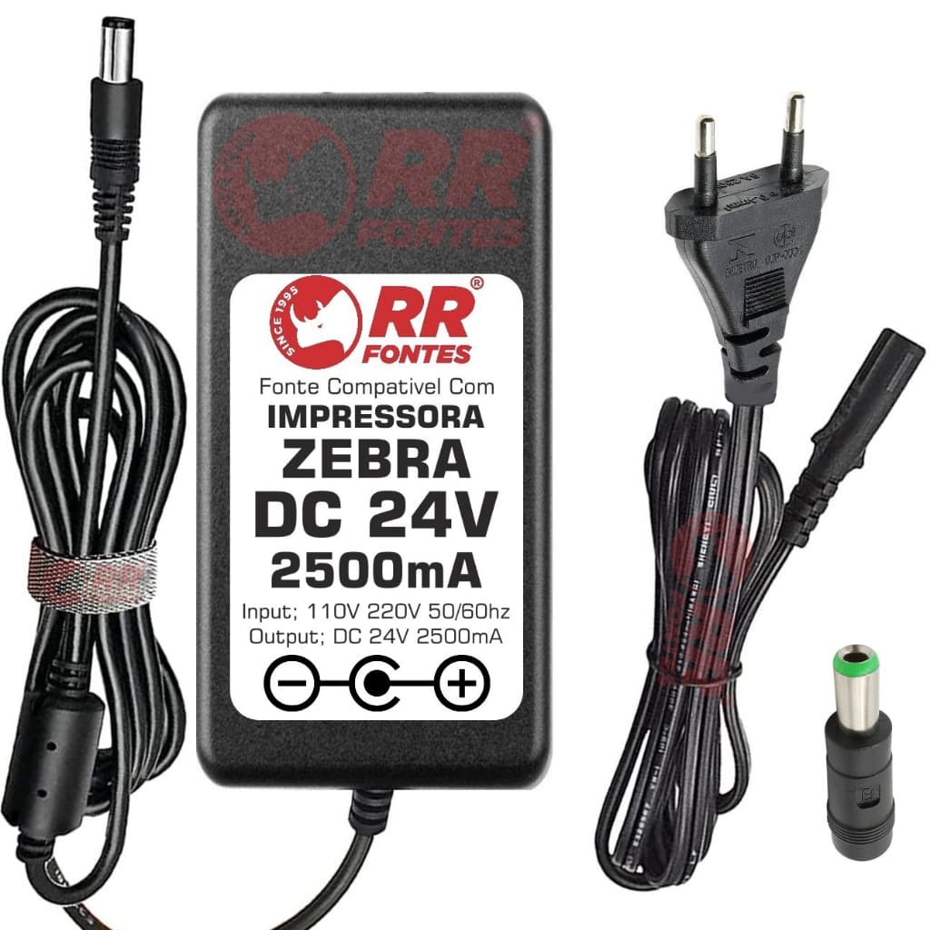 Fonte DC 24V 2.5A Para Impressora De Etiquetas Zebra