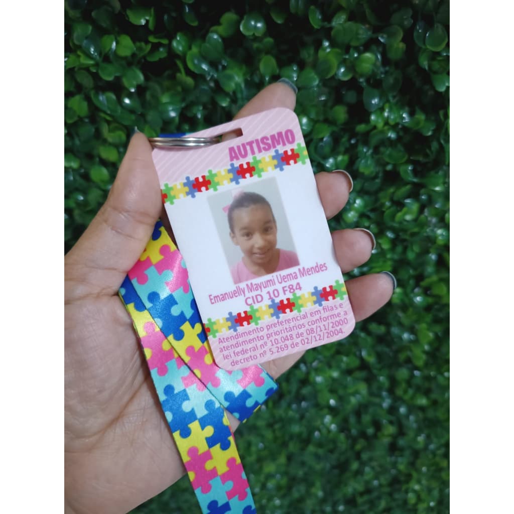 Crachá de identificação Autismo Rosa