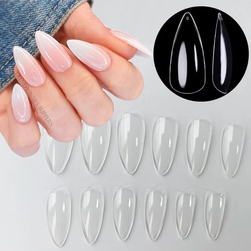 KIT Tips De Unha Soft Gel Oval Transparente Flexível Alongamento Top Premium Manicure Pronto Entrega