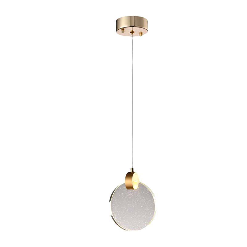 Pendente Lua De Cristal Vidro Com Bolhas - Dourado