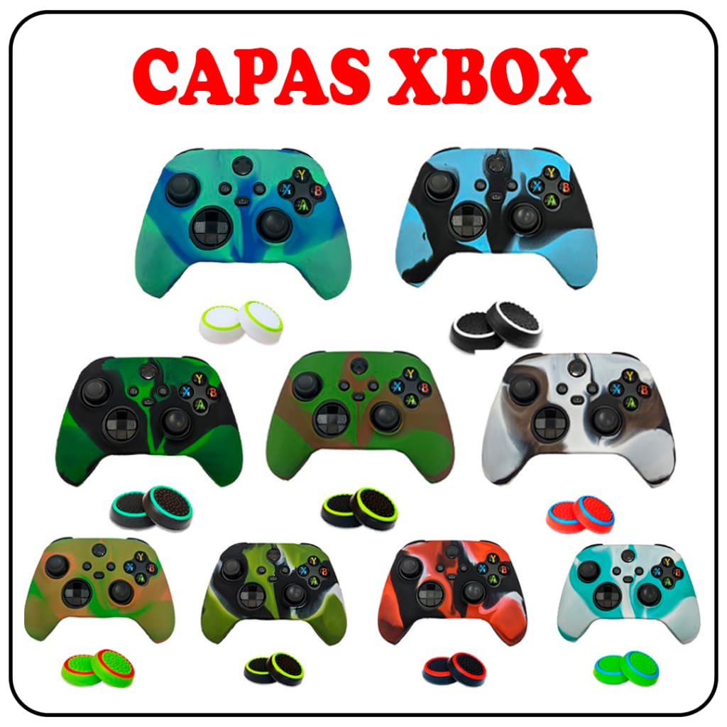 Capa Case Controle NOVO XBOX SERIES S/X + 1 PAR DE GRIPS Protetora De Silicone Controle
