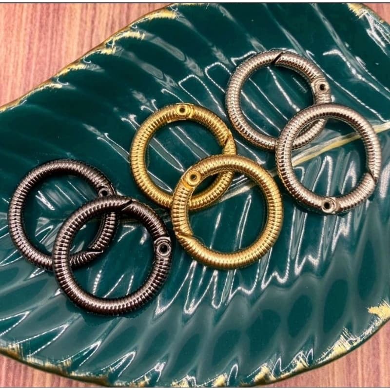 Kit Argola Articulada Mosquetão Espiral Para Bolsas de Crochê e Artesanato 3 Cm