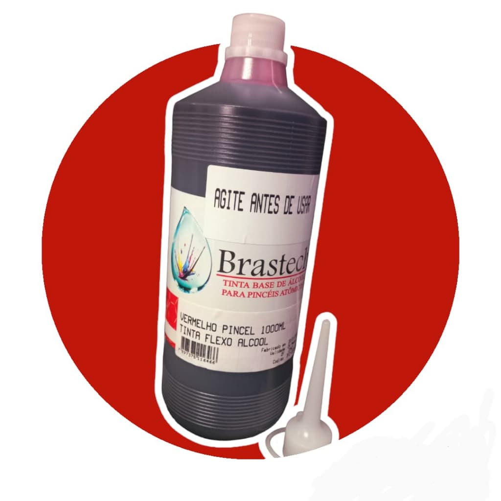 Tinta Para Pincel Atômico Escrita Cartazista Lona de Papel e Plastico 1 Litro Cor Vermelho