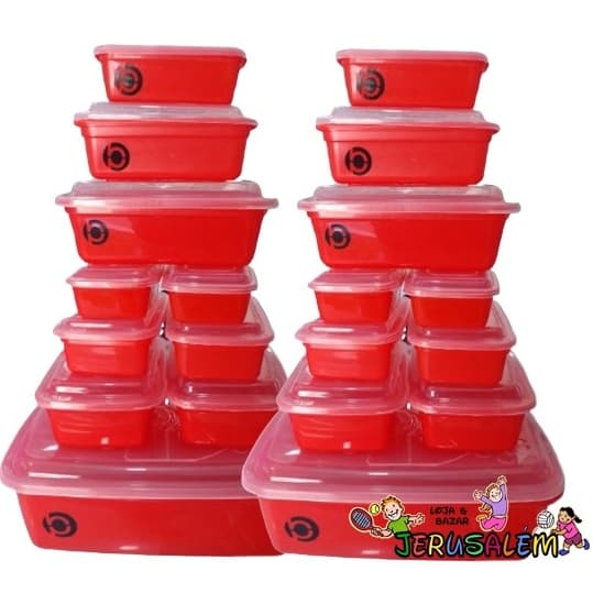 Kit Conjunto de 20 Potes, Quadrado Para Organizar e Guardar Alimentos.
