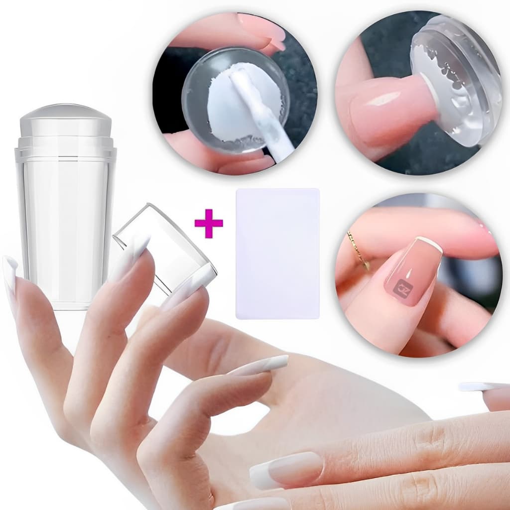 Carimbo de Unha Silicone Transparente Nailart para Francesinha com Ponta de Silicone Manicure