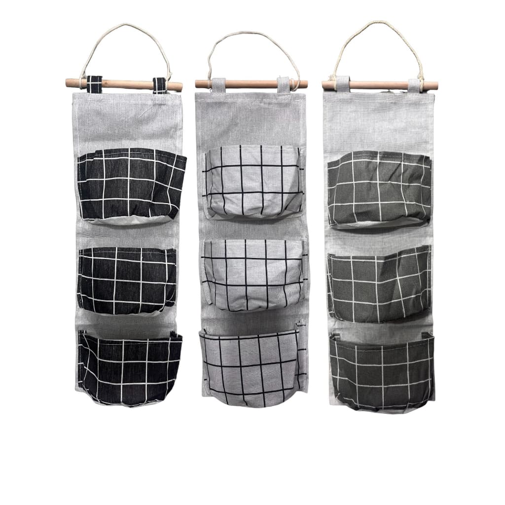 Organizador Multiuso Porta Treco Tecido Preto-Branco-Cinza