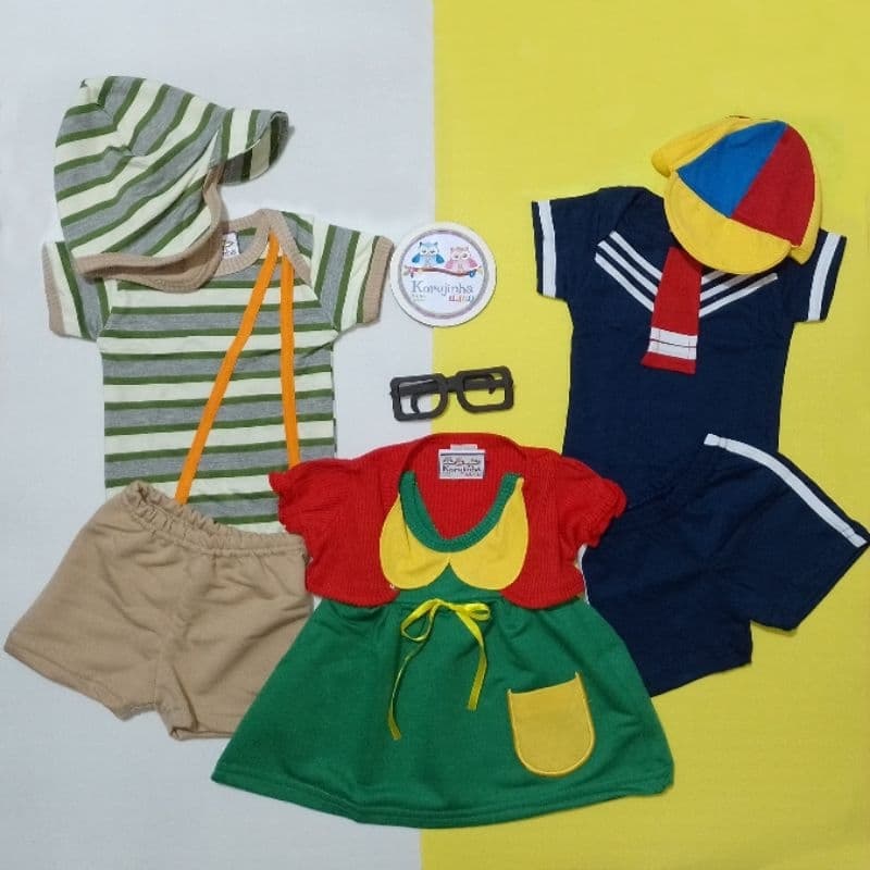 Conjunto Fantasia Bebê Chaves/Kiko/Chiquinha Fantasia Mesversário Ítens Opcionais