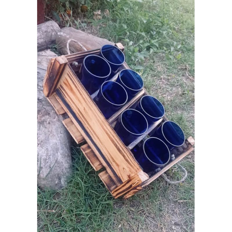 Kit 8 Copos Artesanais Skol Beats Na Caixinha Rústica Polidos de forma Profissional