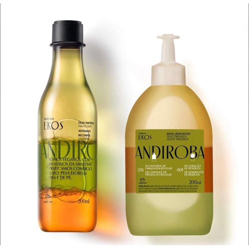 Óleo Trifasico Maracuja/Andiroba/Pitanga/Açai/Castanha+ refil natura