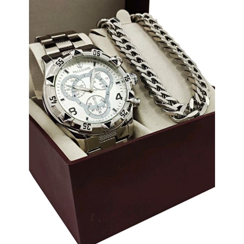 Relogio Masculino Prata banhado + Pulseira prata 18k Promoção enviamos hoje para o natal