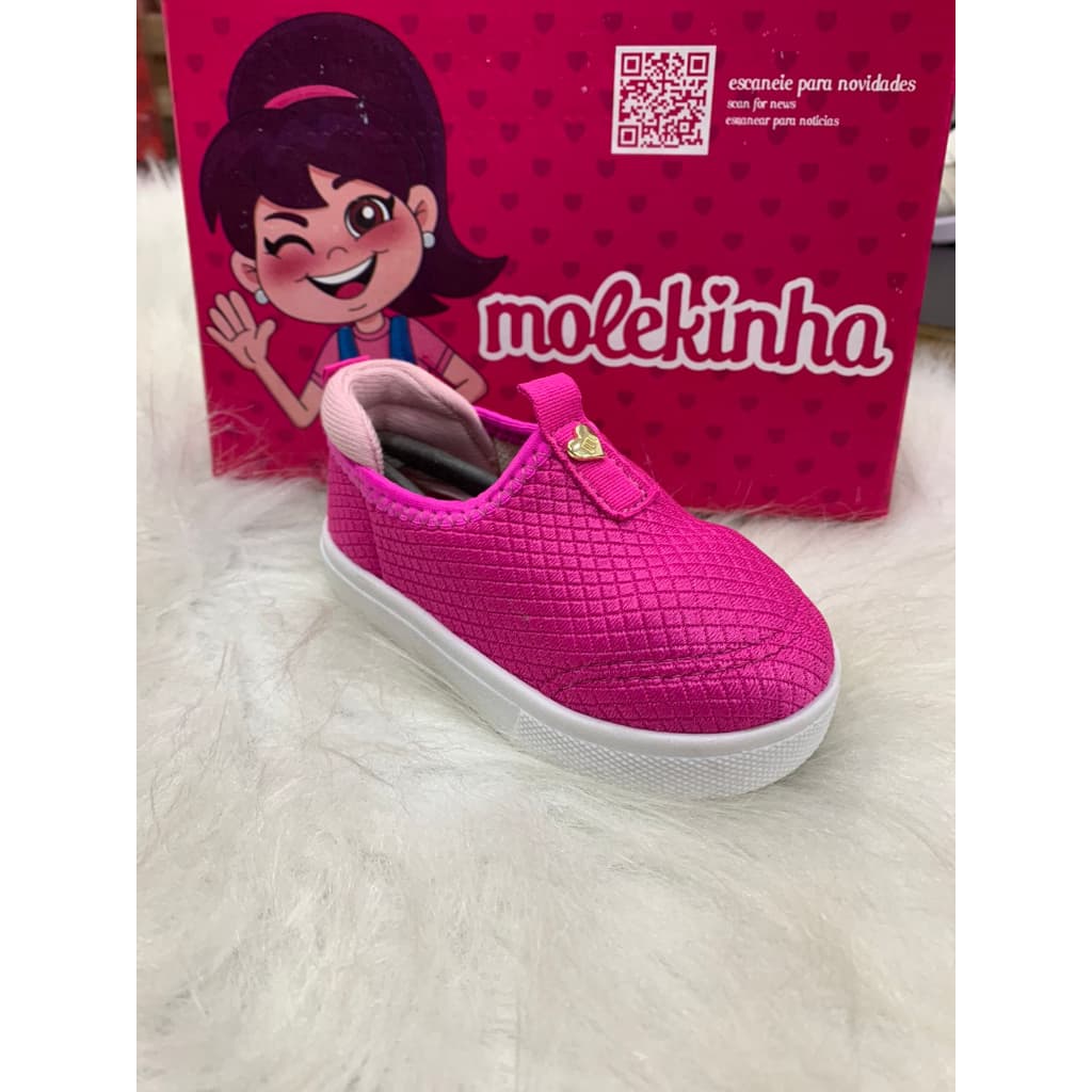 Tênis Soft Bebê Molekinha Coração Menina Rosa-Pink
