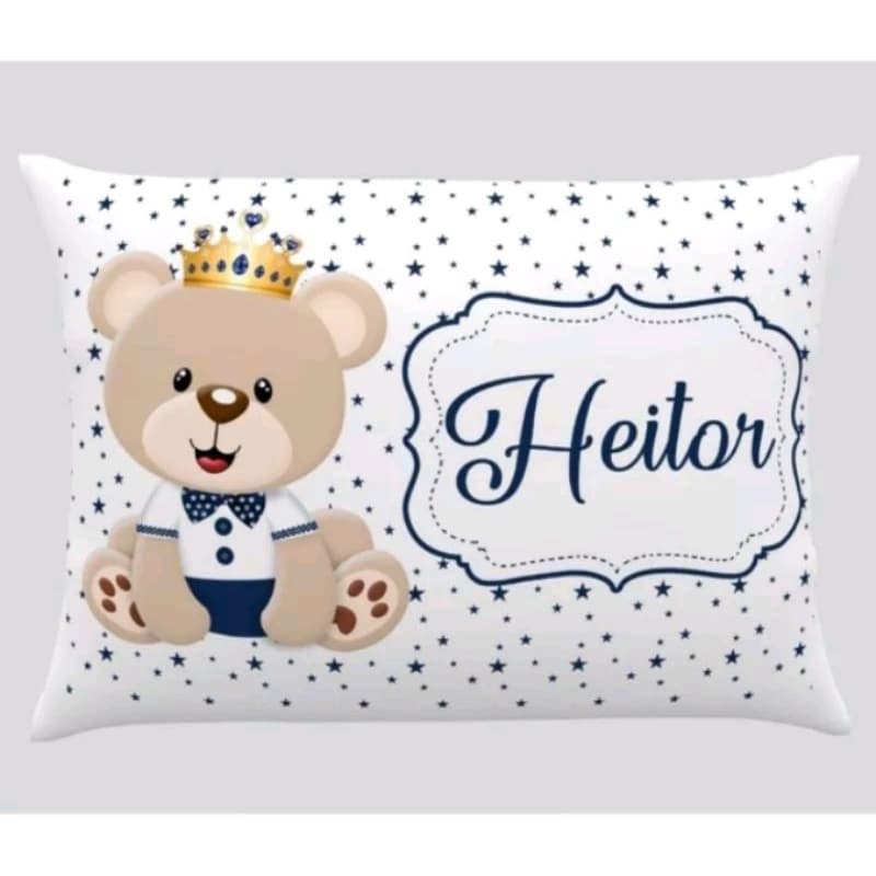 Almofadinha Ursinho Príncipe Personalizada Decoraçao de Berço - O Toque de Realeza no Enxoval!