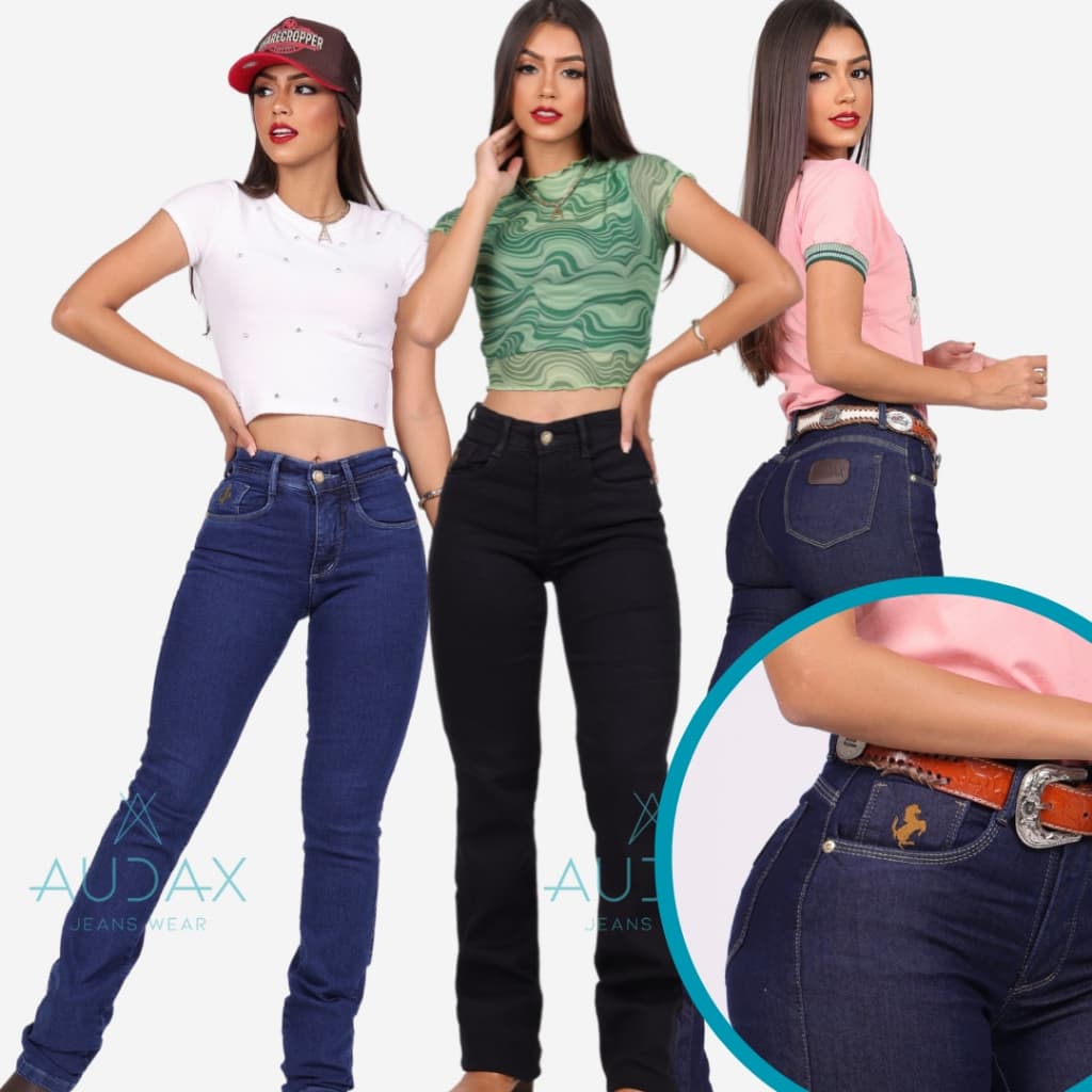Calça Country de Rodeio Feminina Cintura Alta Com Lycra Elastano Empina Bumbum