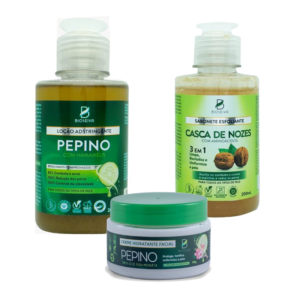 Tratamento Facial vegano Bio Seiva Skin Care - 3 Itens