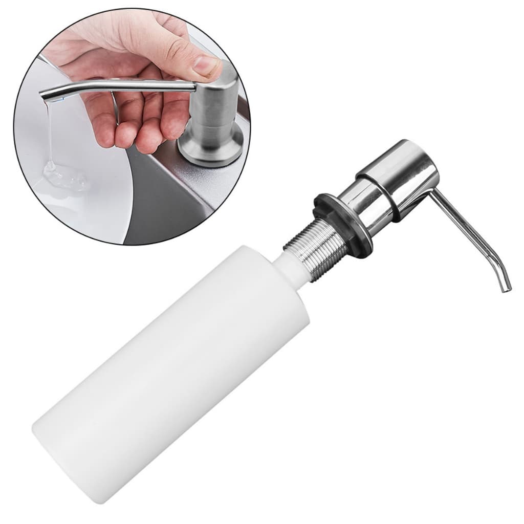 Dispenser de detergente Embutido em Aço Inox Escovado Saboneteira para Embutir na Pia de Granito ou Mármore