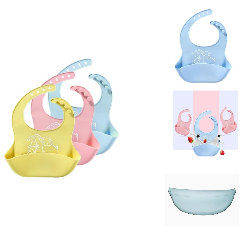 Babador de Silicone Desenho Diversos Com Cata Migalhas Livre de BPA Menino Menina Bebê Sem Sujar a Roupa Prático
