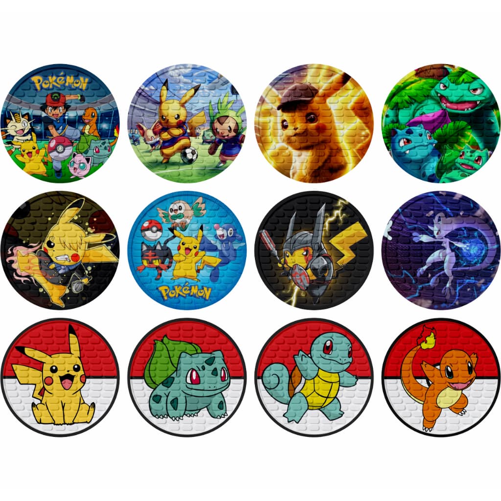 Porta Copos Pokemon Pikachu Descanso De Copos Mesa Quarto Decoração Apoio De Copos Emborrachado