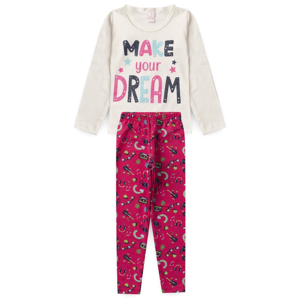 Conjunto Infantil Meia Estação Manga Longa Menina Feminino Bata e legging L37