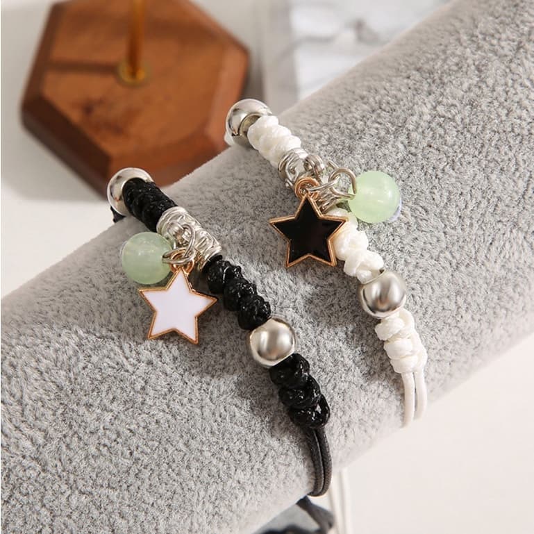 2023 gato estrela lua luminosa pulseira casal charme artesanal corda ajustável correspondência