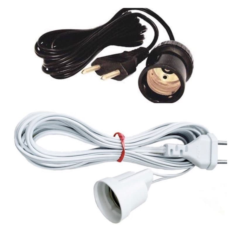 soquete extensão 5 metros de fio cobrecom para lâmpadas BIVOLT 110V E 220V rabicho bocal com soquete