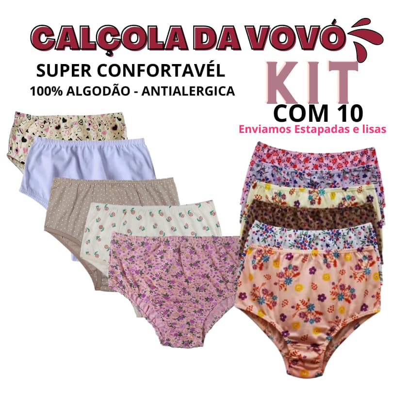 10 calçolas 100% algodão antialergica /senhora/pós parto/ confortável cintura alta