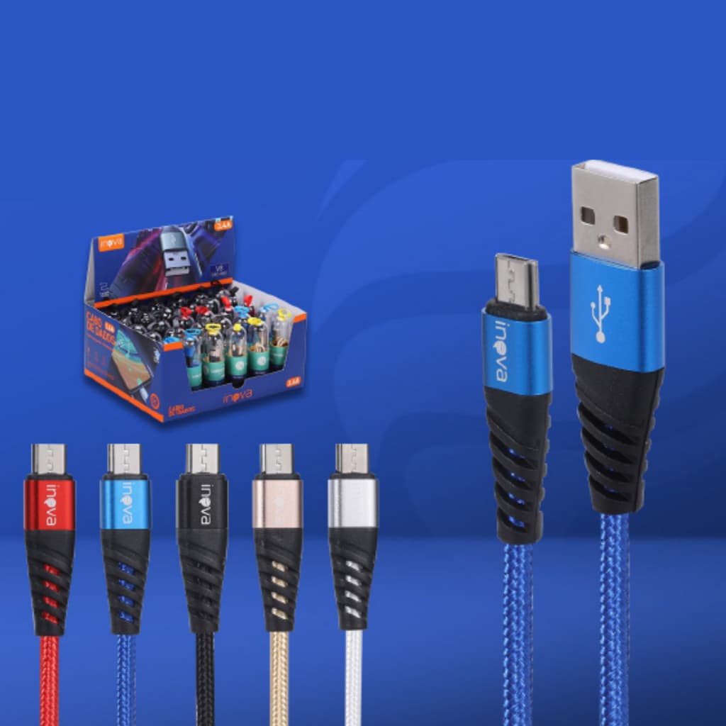 Kit cabos de dados e carregamento tubo 3.4A 1m e 2m  V8 / Tipo-C / I6 (Iphone)