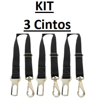 3x Cintos de Segurança Cachorro Gato Pet Encaixe Universal Carro