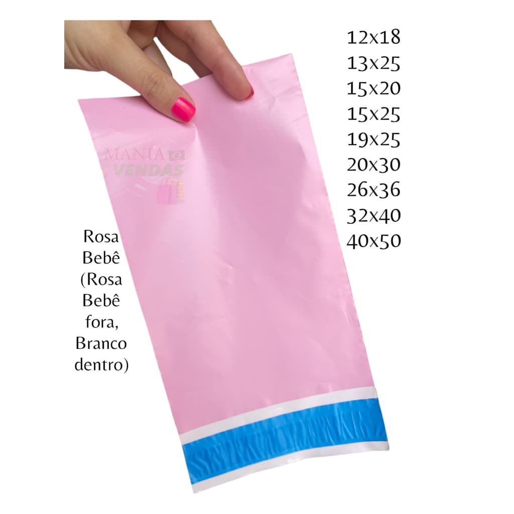 Kit 15 uni Emb. Sacola de Envio Com Lacre Inviolável  Rosa, Branco, Verde 12X18 5X20 13X25 15X25 19X25 20X30 32X40 40X50