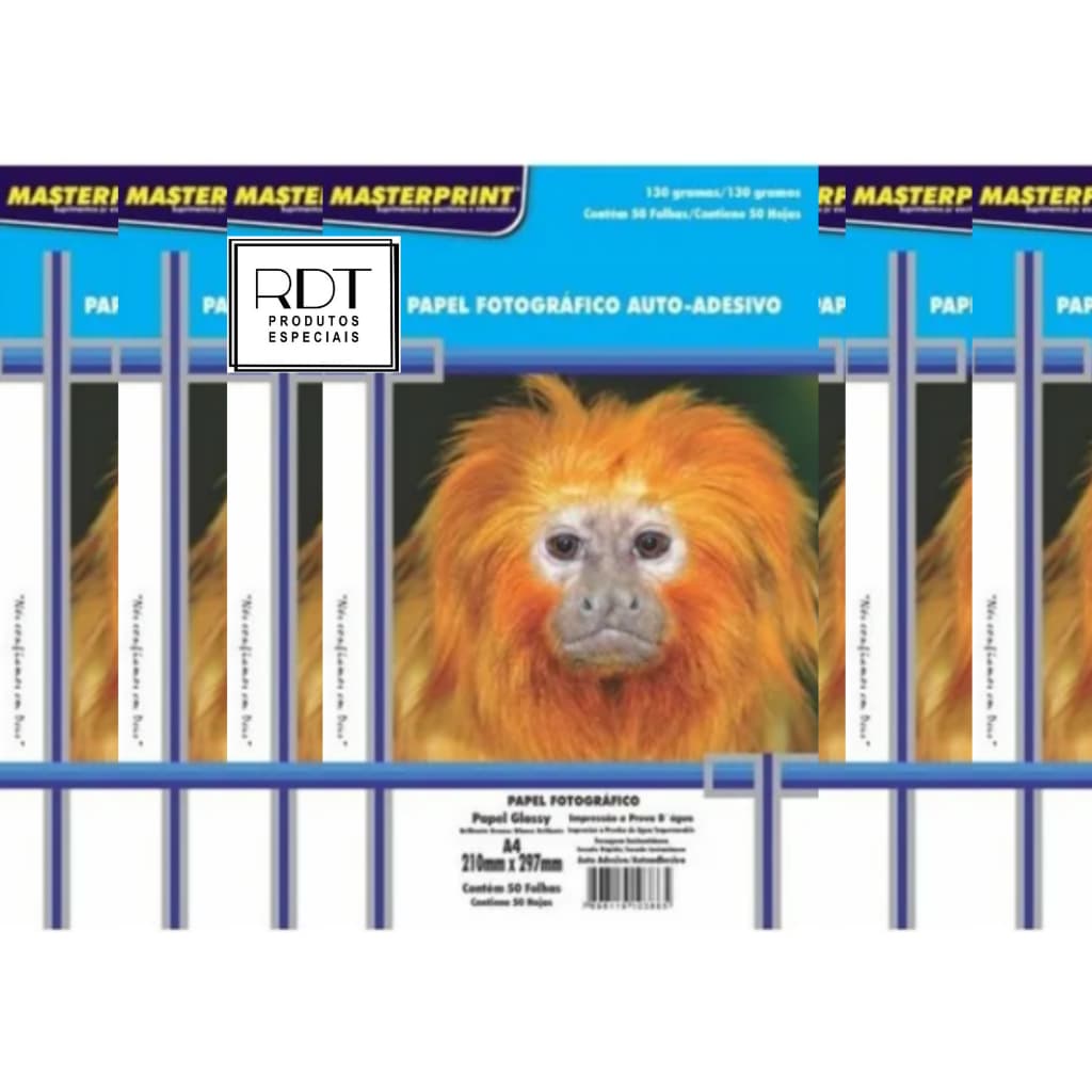 Papel fotográfico ADESIVO GLOSSY A4 130g kit 100 folhas Masterprint