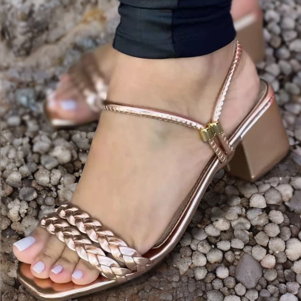 Sandália Tamanco Feminina Ref. 02 | Salto Bloco Quadrado | Cores Verão - Dia das Mãe
