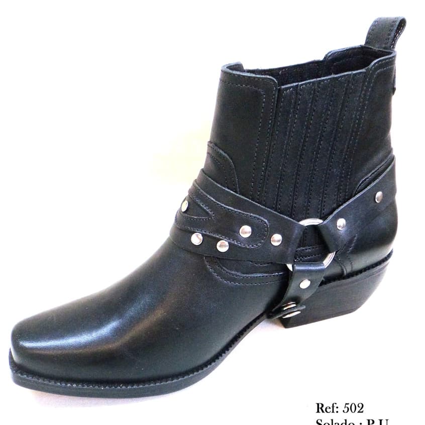 Bota Botina Texana Country salto carrapeta com cabresto Couro Legítimo