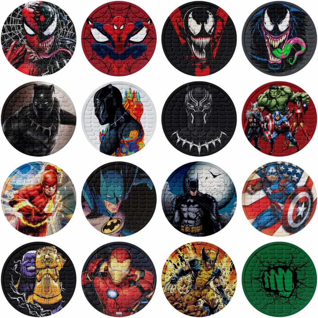 Porta Copos Herois Homem Aranha Marvel DC Batman Venon Emborrachado Apoio De Copo Bolacha De Chopp