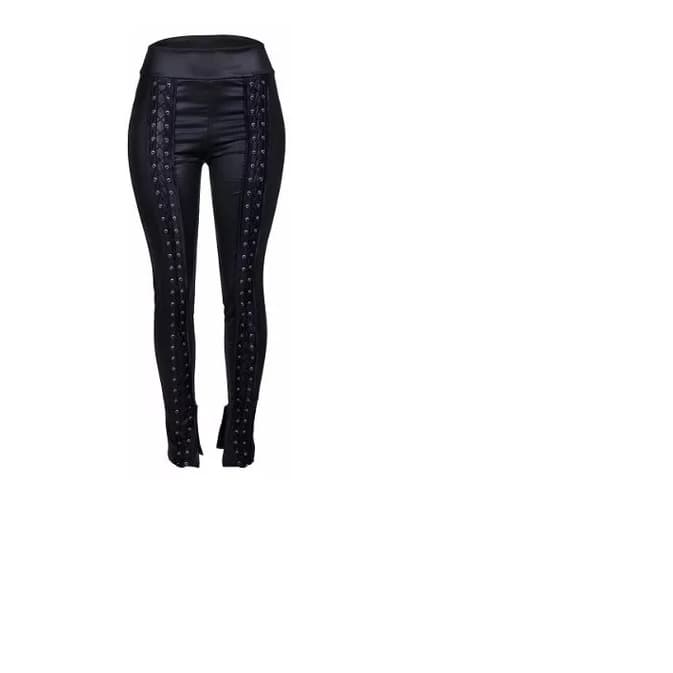 Calça Cirre Ilhos Trançado Legging Skinny Lançamento