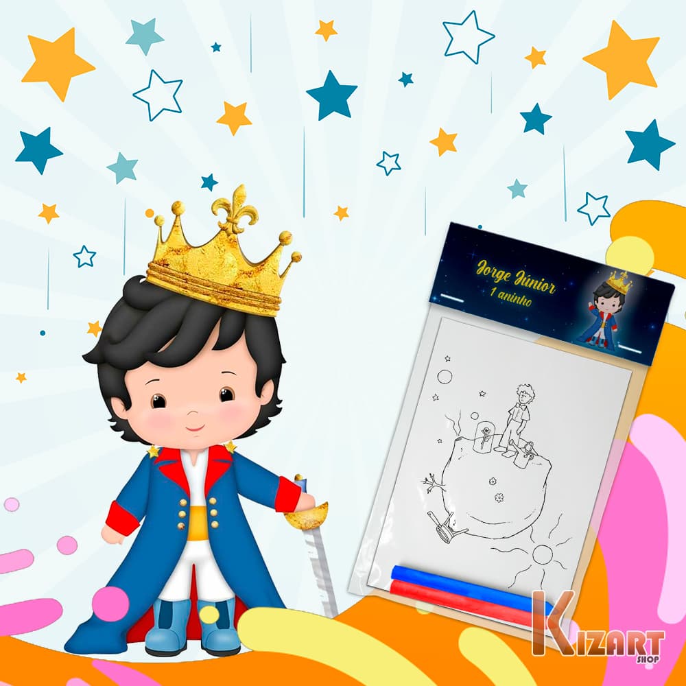 Kit Colorir Giz De Cera Lembrancinha Festa Infantil Personalizado Pequeno Principe Outros