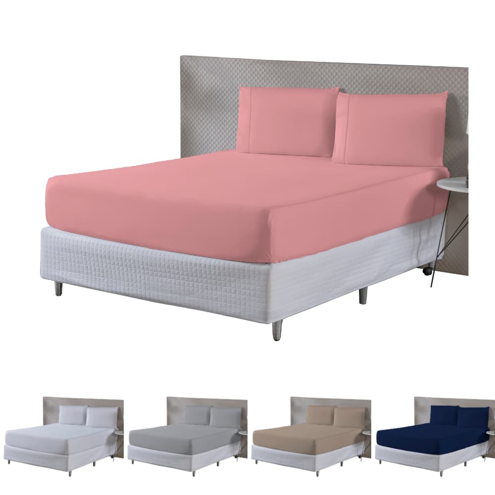 Jogo de Lençol King Size 3pc Cama Casal Percal 400 Fios Promoção