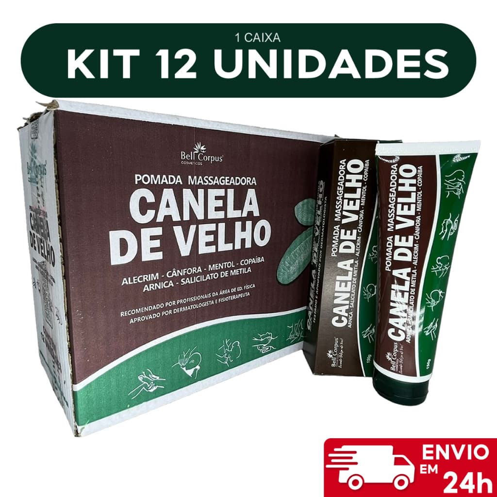 Kit 12un Pomada Massageadora Canela de Velho Bisnaga 150g Bell Corpus
