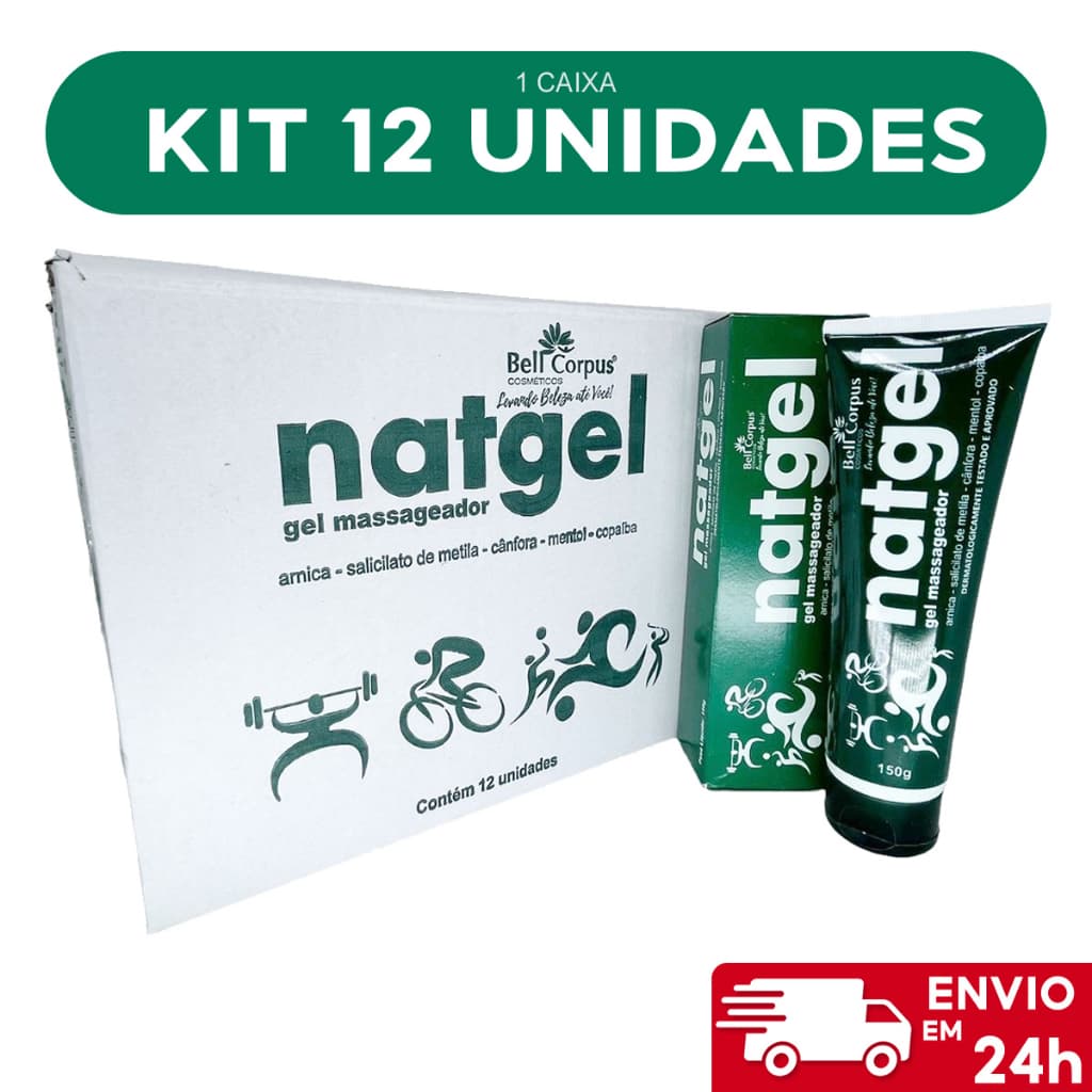 Natgel - Kit C/12 Gel Massageador 150g Nat Gel - Bell Corpus - Bisnaga