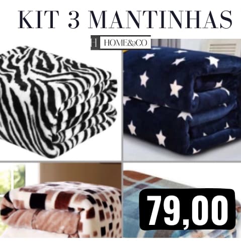 KIT 3 Cobertor Coberta Manta Mantinha Casal Estampada Microfibra PROMOÇÃO super oferta!