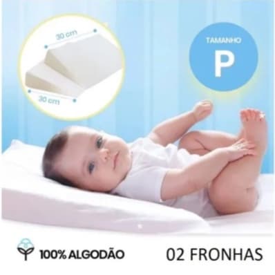 Travesseiro Antirefluxo Rampa Para Berço e Carrinho Com 2 Fronhas 100% Algodão Macio Confortável