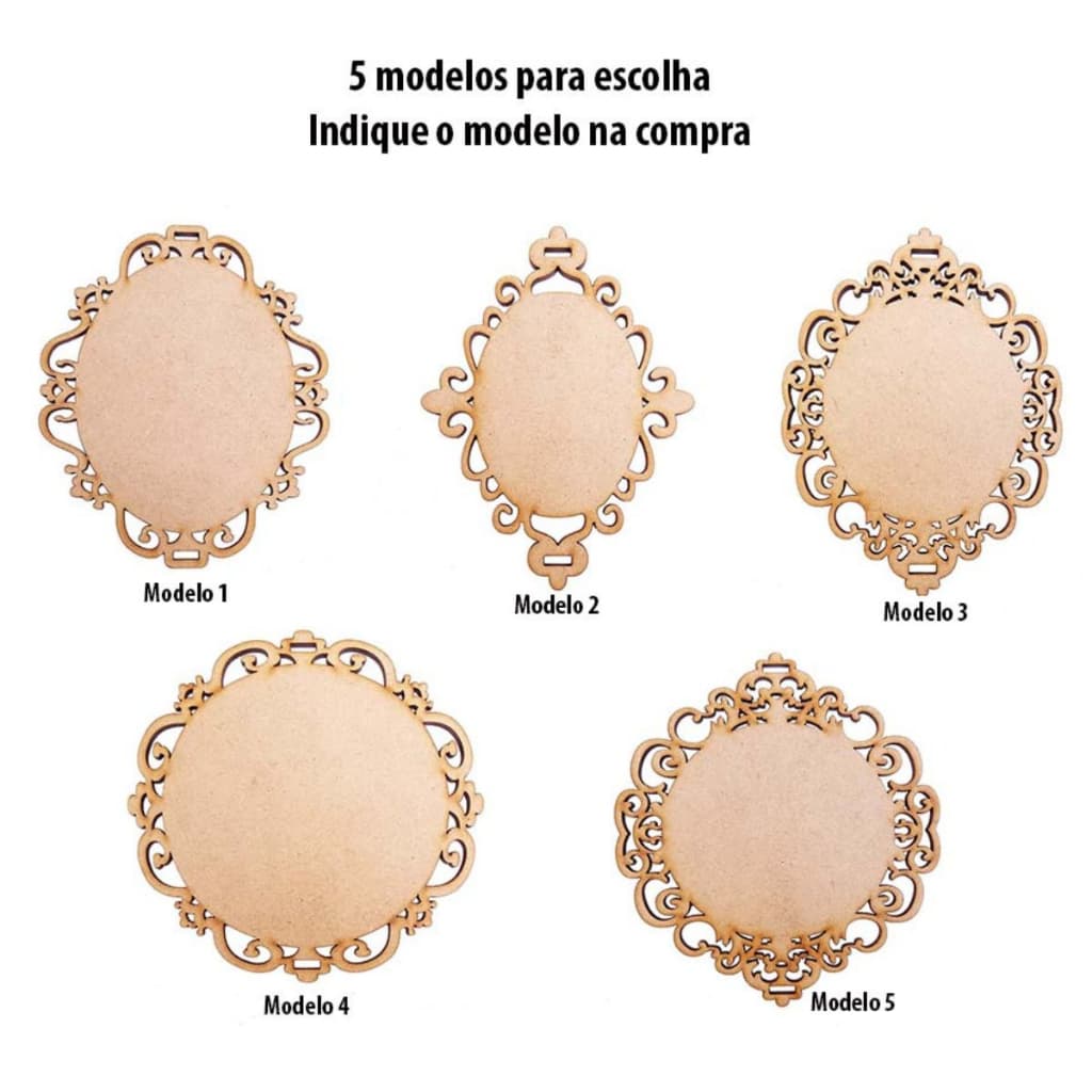 Kit 10 Placa Moldura Escapulário Tamanhos de 8 12 15 20 cm mdf cru arabesco decoração artesanato