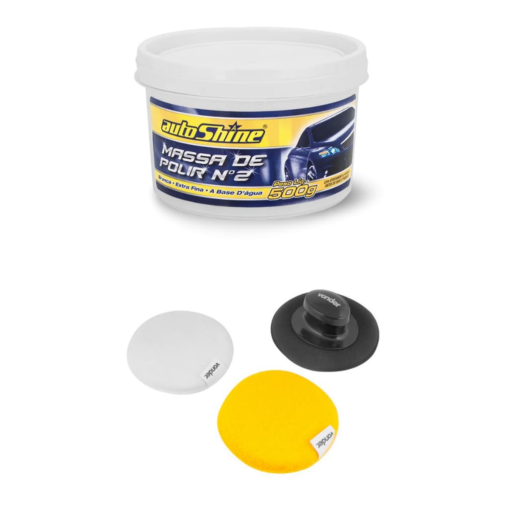 Kit Polimento Manual 4 Peças Vonder + Massa De Polir Nr 2 Uso Geral