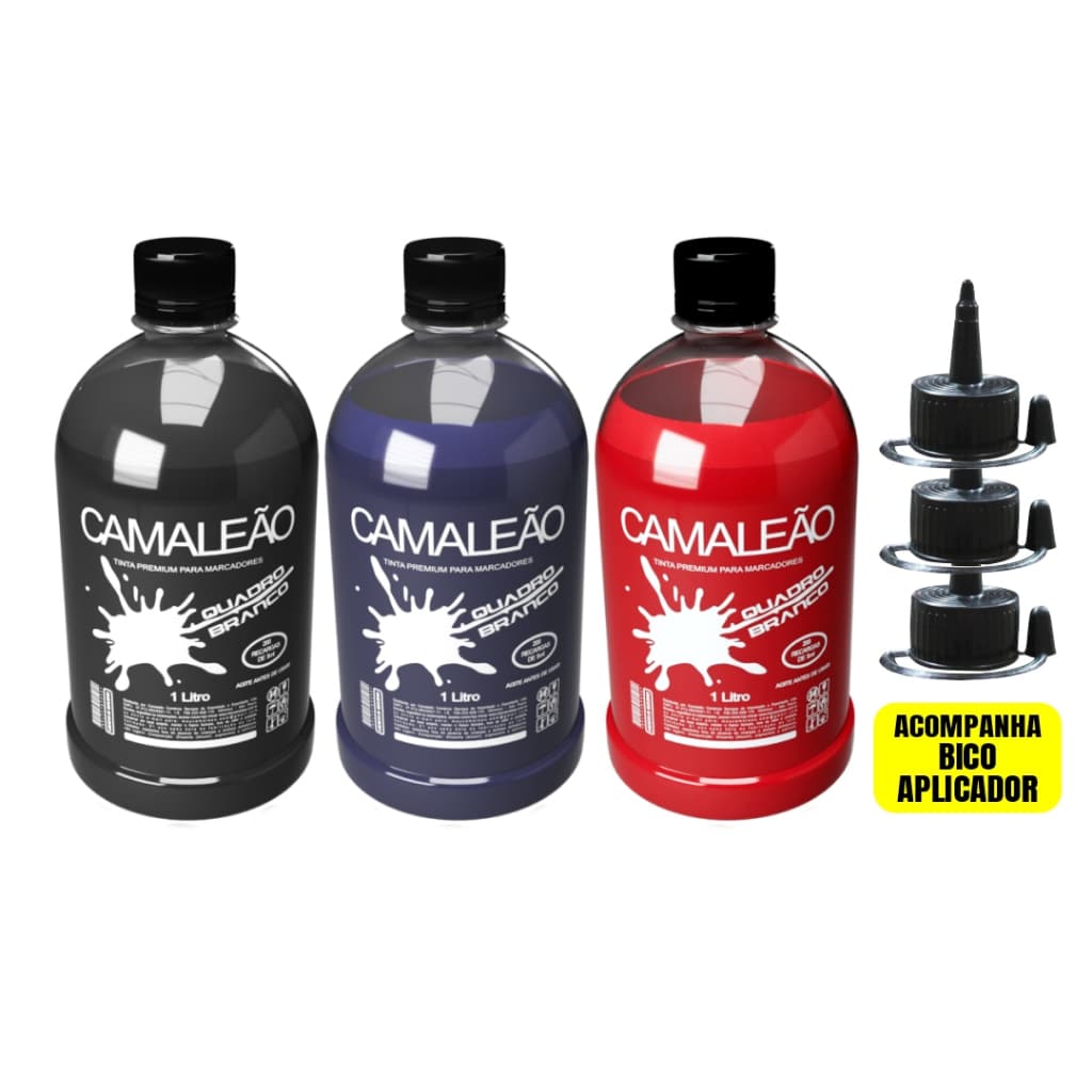 Tinta Caneta Pincel Quadro Branco 1Litro Premium - 3 unidades
