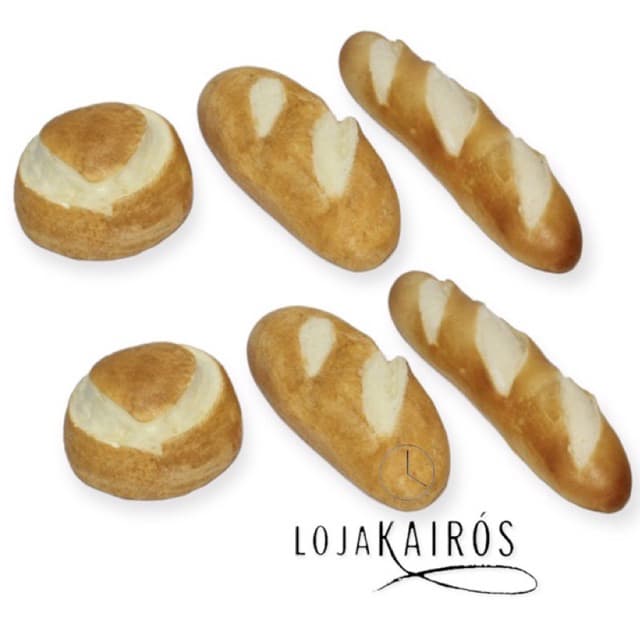 kit santa ceia 6 pães artificiais filao p redondo p baguete m