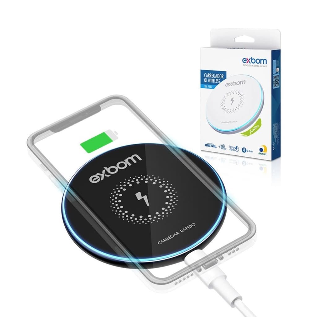 Carregador por indução wireless QI Exbom TQI-F18A