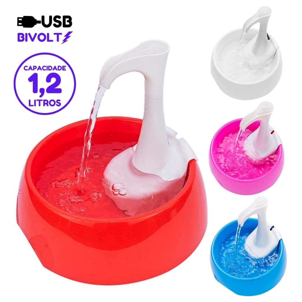 Bebedouro Fonte para Cães e Gatos Pet 1,2 Litros Usb Bivolt