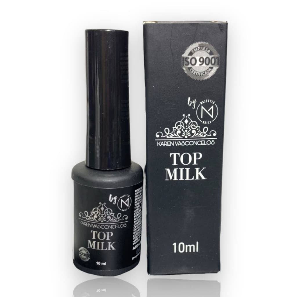 Top Milk Karen Vasconcelos 10ml Top Coat Leitoso Renda Brilho Intenso Fininho Fácil Aplicação