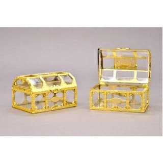 Kit 12 Lembrancinhas Mini Baú Dourado Enfeite para Festa EF-159